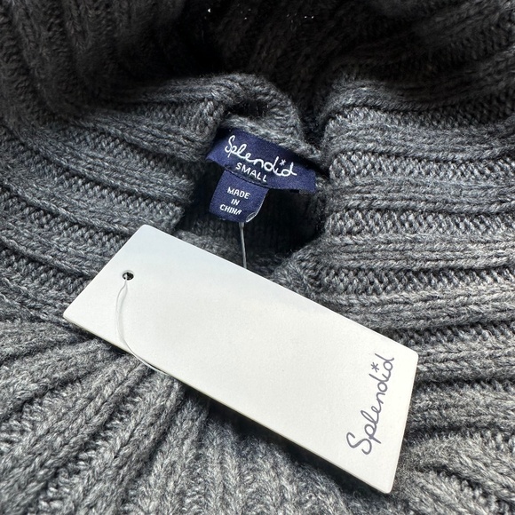 NWT Splendid Arabella Cowl Neck Chunky Chevron Knit Wool Blend Minimalist Small - Picture 3 of 9